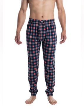 Saxx Men's Plaid Lounge Pants - Navy, Orange, Tan Size Medium